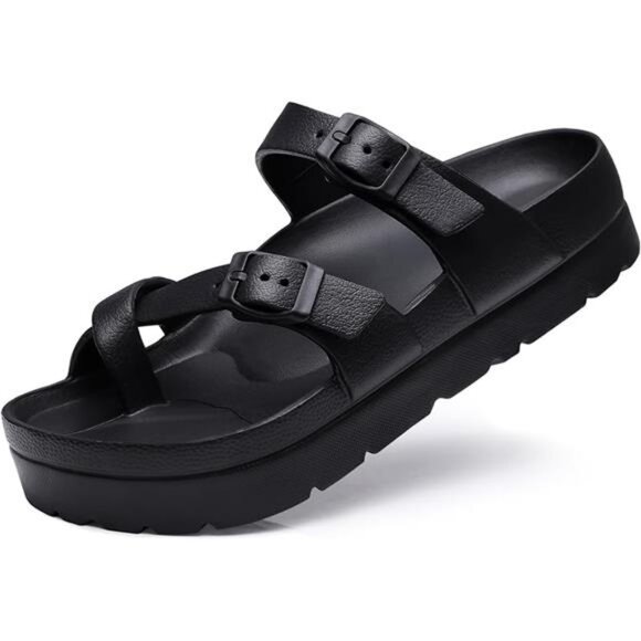 Women's Platform Sandals with Arch Support Comfortable Foam Slides Summer Beach - Picture 7 of 7